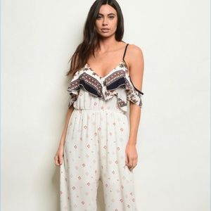 Off shoulder printed jumpsuit